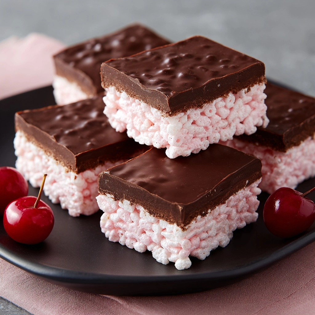 Chocolate Covered Cherry Rice Krispies Treats Recipe - Recipe Image