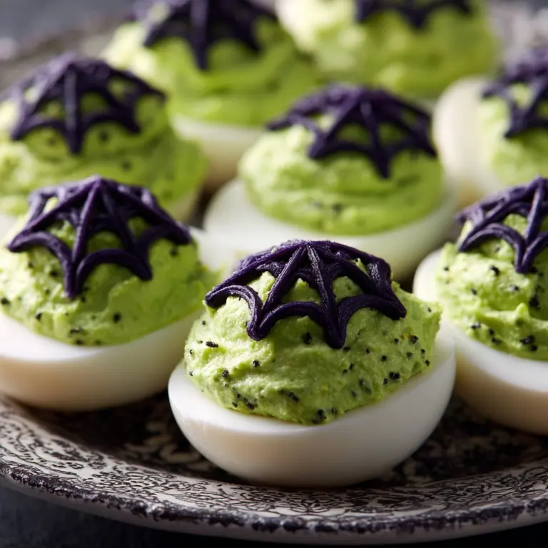 Spooky Spiderweb Deviled Eggs Recipe