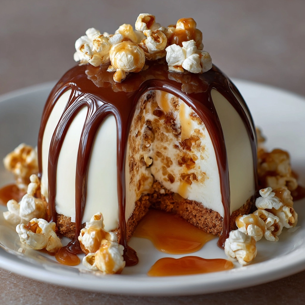 Caramel Popcorn Chocolate Dome Recipe - Recipe Image