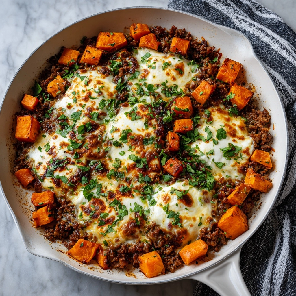 Cheesy Turkey and Sweet Potato Skillet Recipe