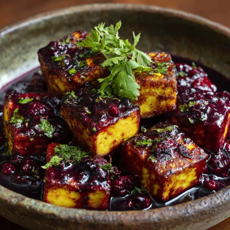 Blackberry Glazed Tofu with Black Pepper & Chili Recipe