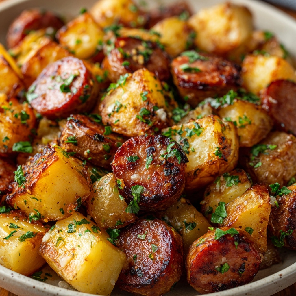 Fried Potatoes and Onions with Smoked Polish Sausage Recipe - Recipe Image