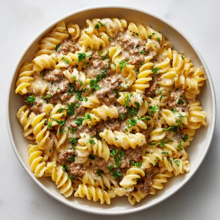 Beef and Rotini in Garlic Parmesan Sauce Recipe
