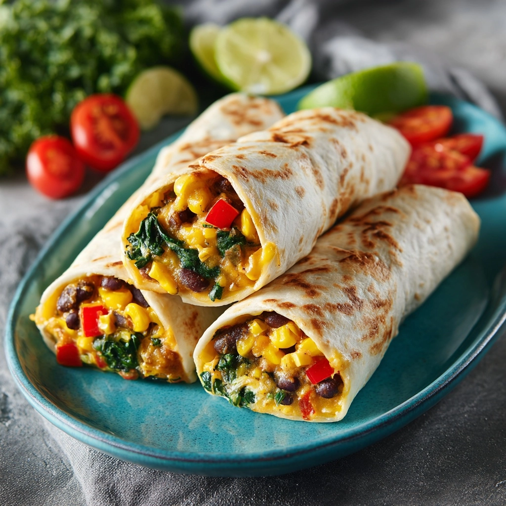 Vegetable and Cheese Breakfast Burritos Recipe - Recipe Image