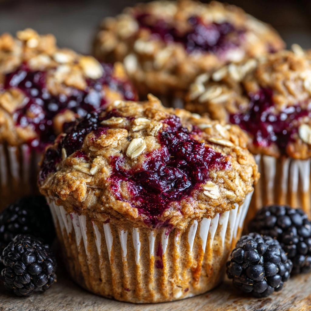 Blackberry Cinnamon Swirl Oatmeal Muffins Recipe - Recipe Image