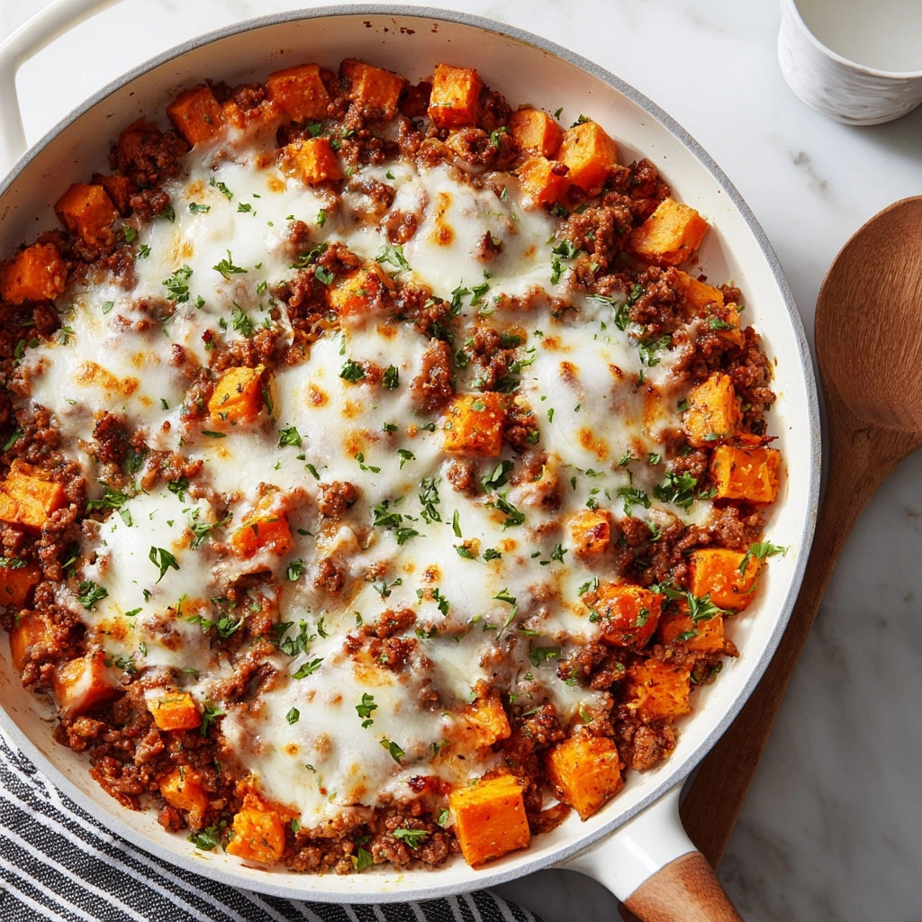 Cheesy Turkey and Sweet Potato Skillet Recipe - Recipe Image