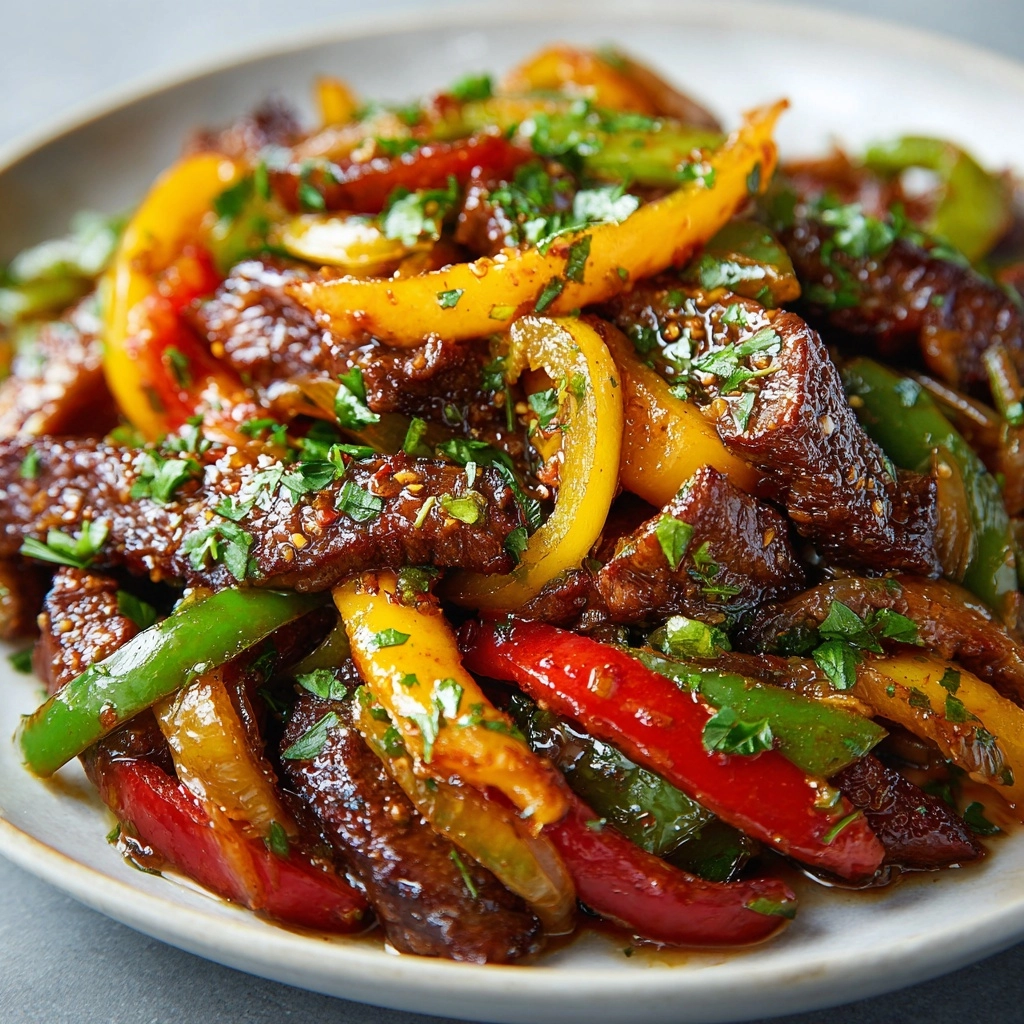 Pepper Steak with Bell Peppers and Onion Recipe - Recipe Image