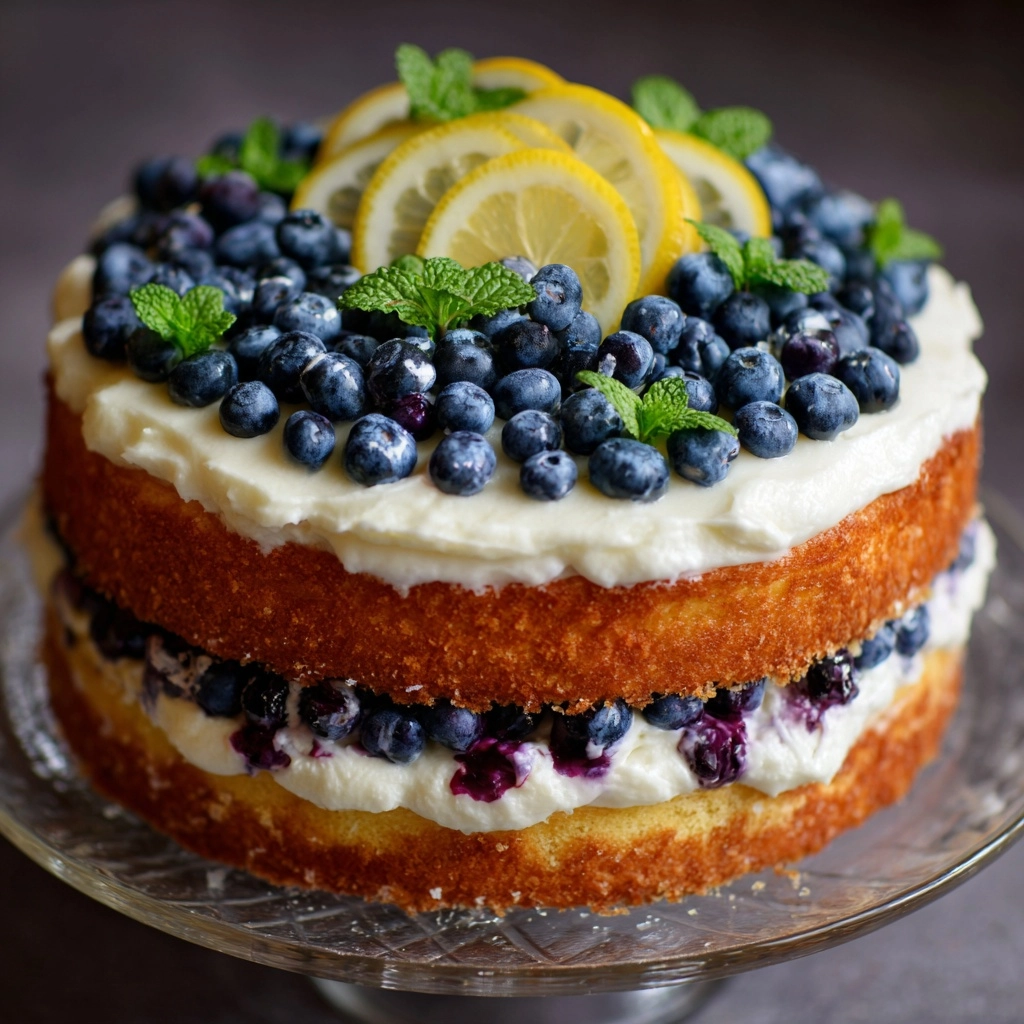 Blueberry Lemon Crème Cake Recipe - Recipe Image
