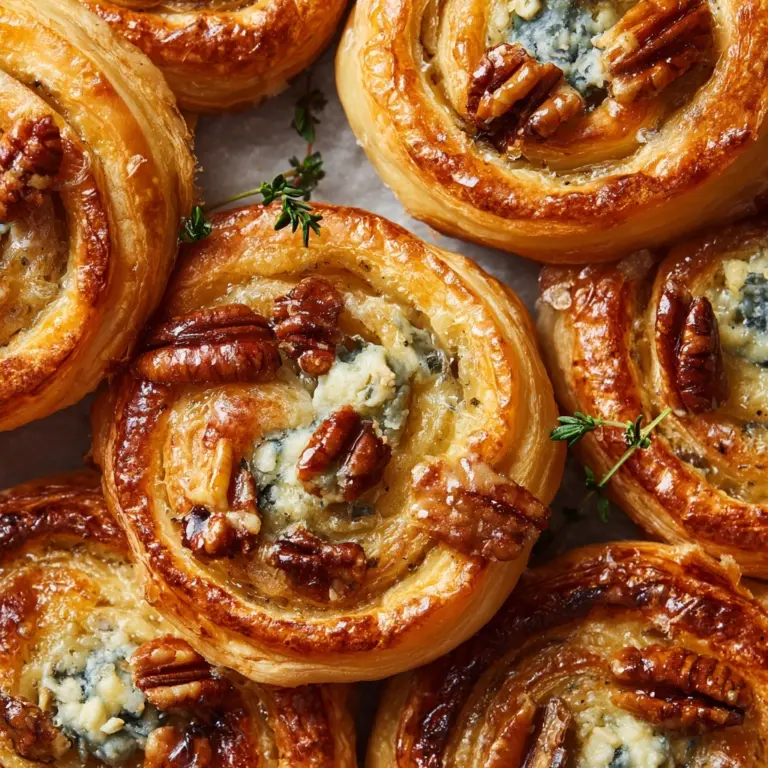 Blue Cheese, Walnut, and Thyme Pull-Apart Puff Pastry Twirl Recipe