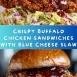 Fried Buffalo Chicken Sandwiches with Blue Cheese Slaw Recipe