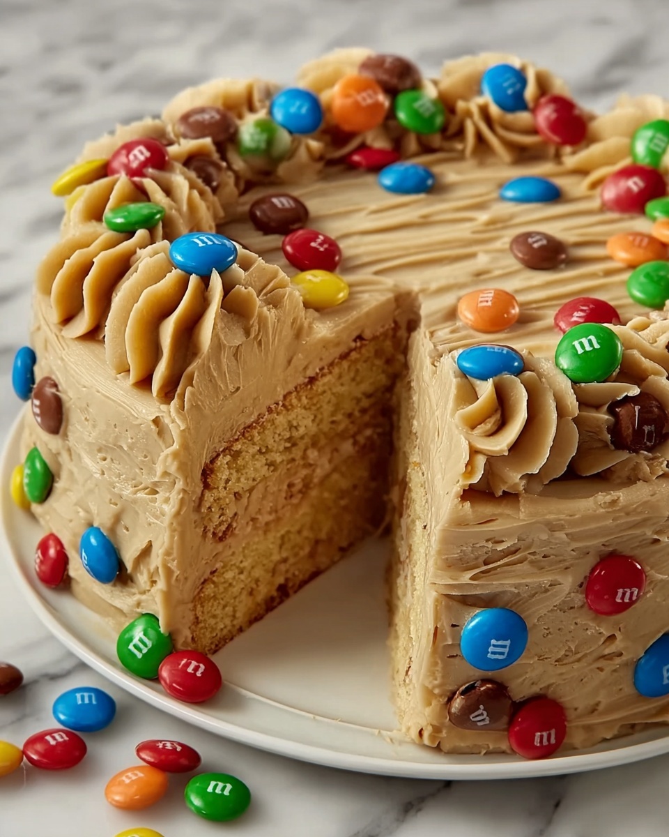 M&M’s Peanut Butter Cake with Peanut Butter Frosting Recipe - Recipe Image