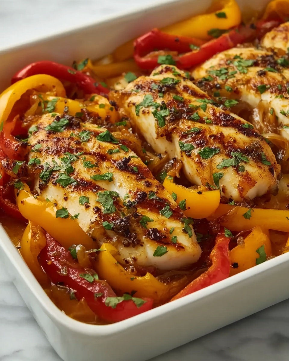Herb Baked Fish with Rainbow Bell Peppers Recipe - Recipe Image