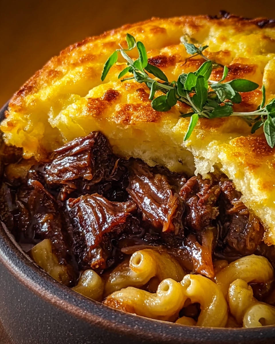 Oxtail Pot Pie with Mac & Cheese Crust Recipe - Recipe Image