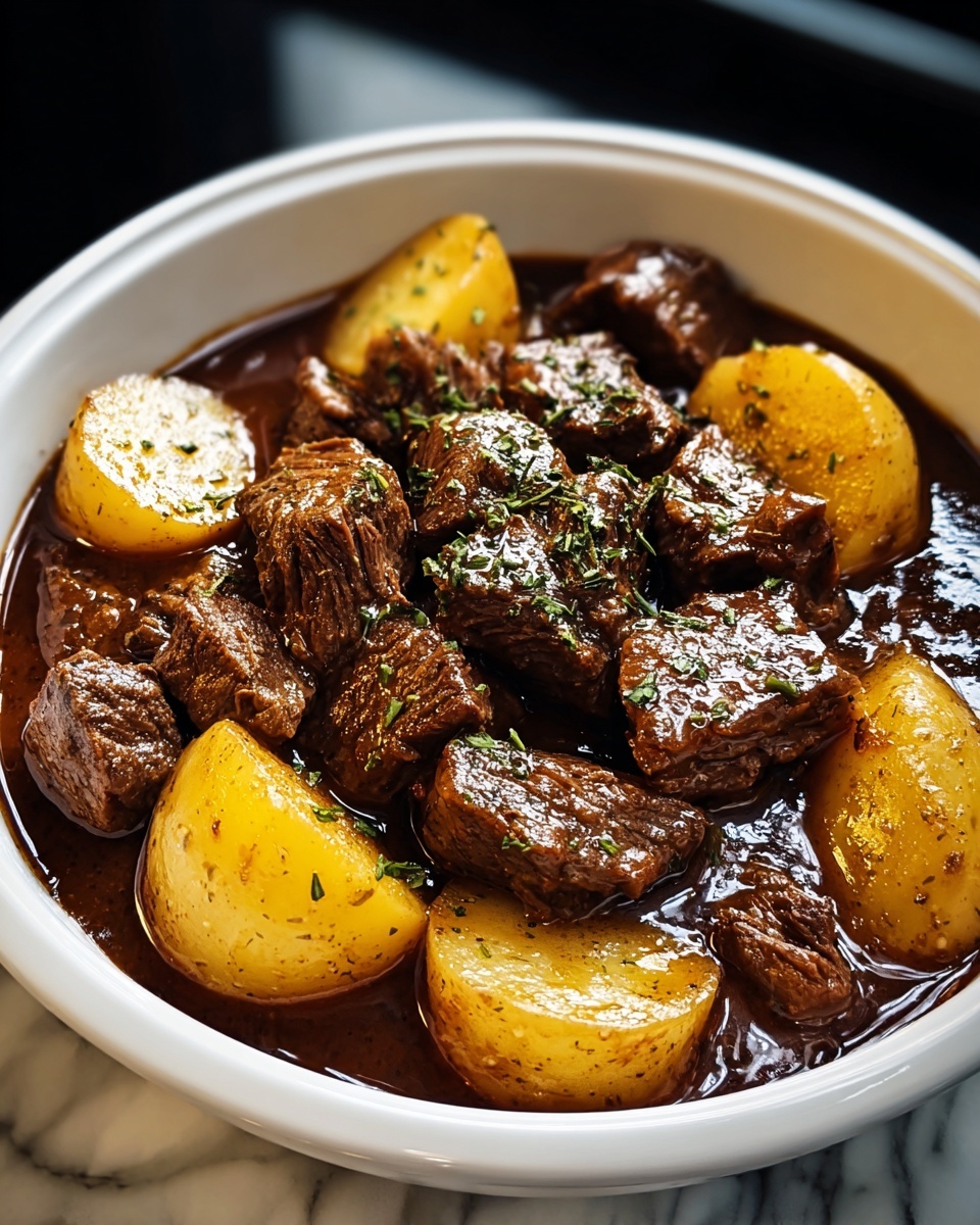 Slow Cooker Garlic Butter Beef Bites & Potatoes Recipe - Recipe Image