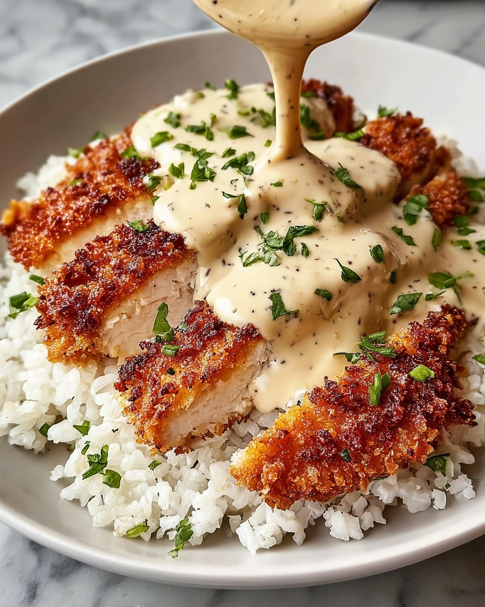 Parmesan-Crusted Chicken with Creamy Garlic Sauce Recipe - Recipe Image