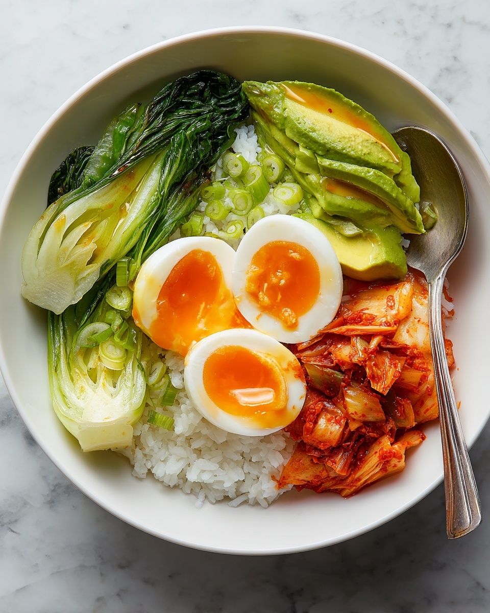 Kimchi Rice Bowl with Jammy Eggs Recipe - Recipe Image
