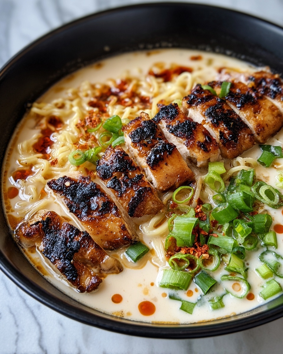 Fiery Chicken Ramen with Creamy Garlic Sauce Recipe - Recipe Image