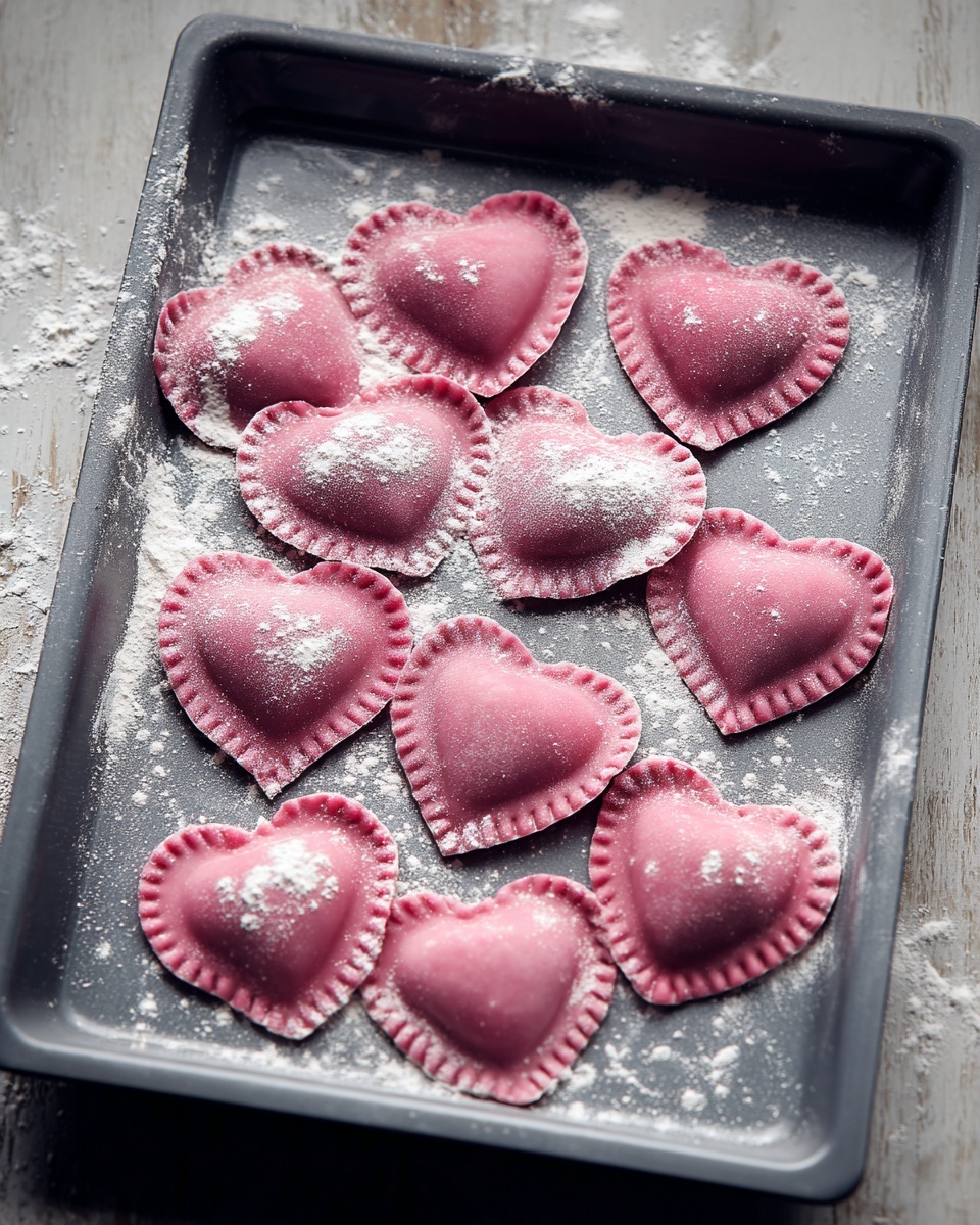 Ricotta and Sage Filled Beetroot Ravioli Hearts Recipe - Recipe Image