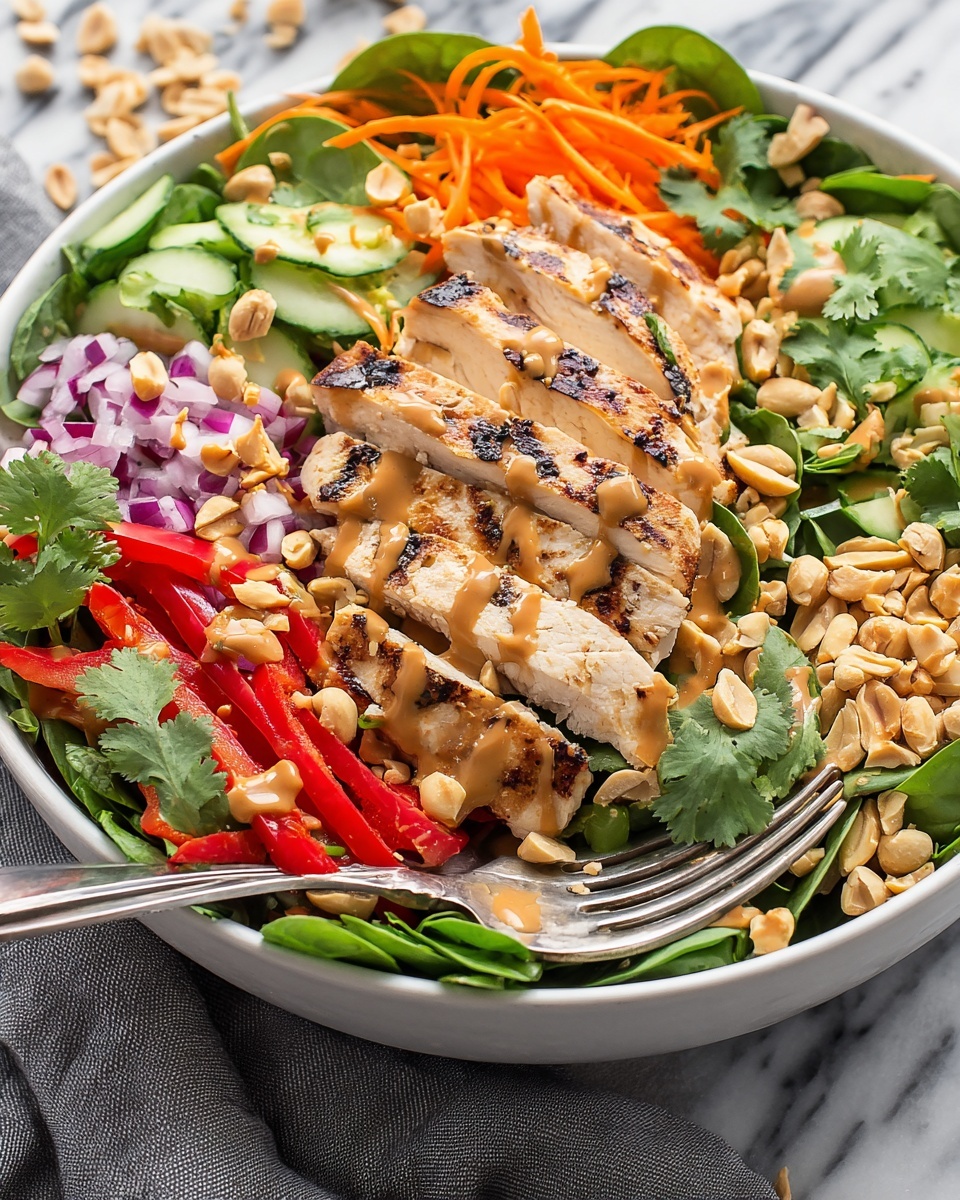 Thai Chicken Salad with Crunchy Peanut Dressing Recipe - Recipe Image