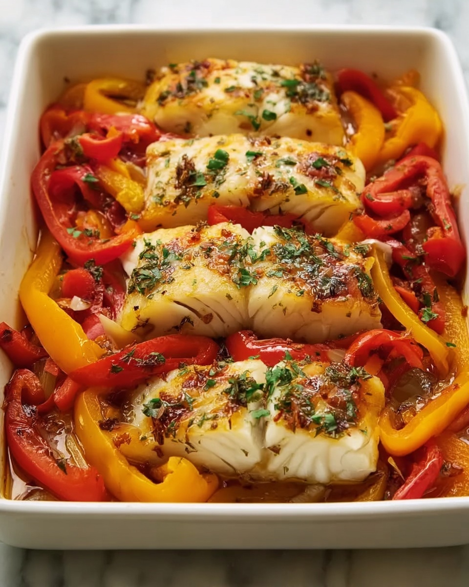 Herb Baked Fish with Rainbow Bell Peppers Recipe - Recipe Image