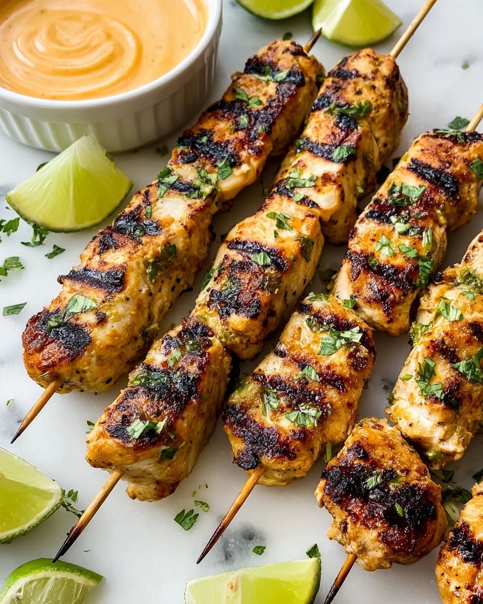 Thai Grilled Chicken Skewers with Coconut Peanut Sauce Recipe - Recipe Image