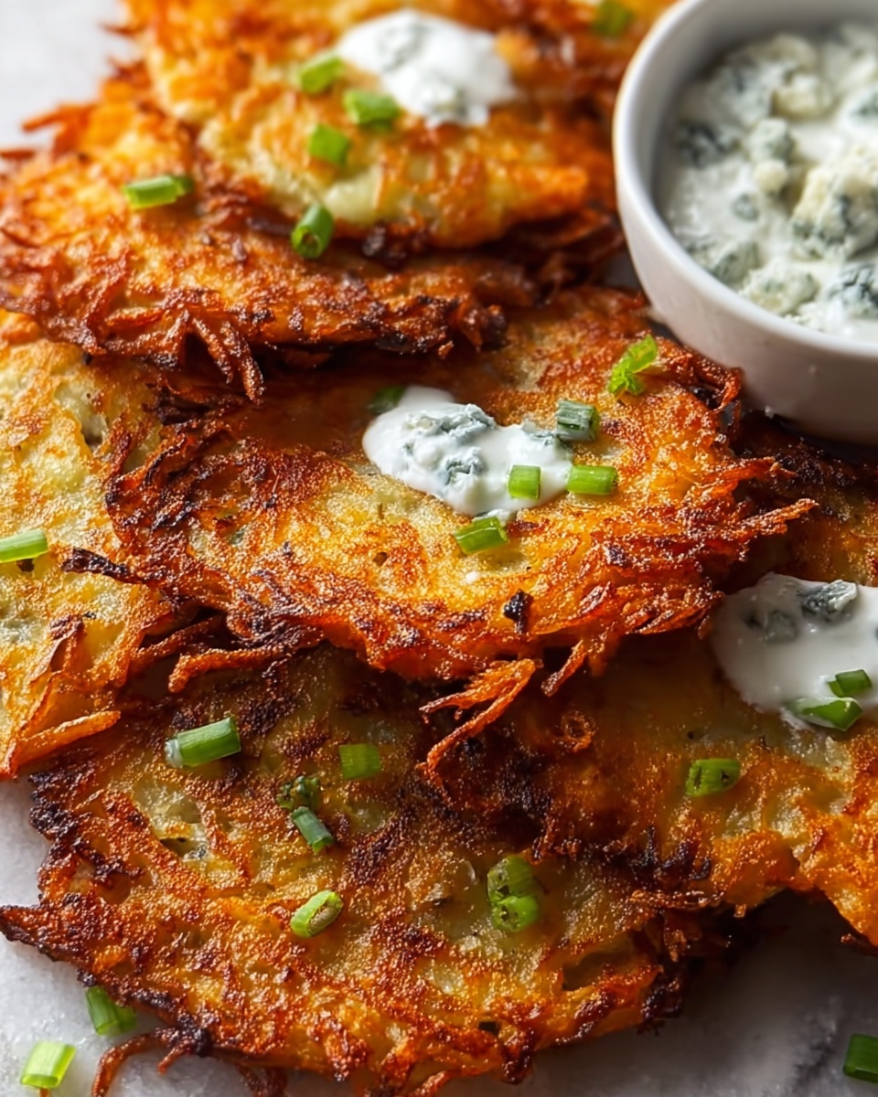Buffalo Latkes with Blue Cheese Dip Recipe - Recipe Image