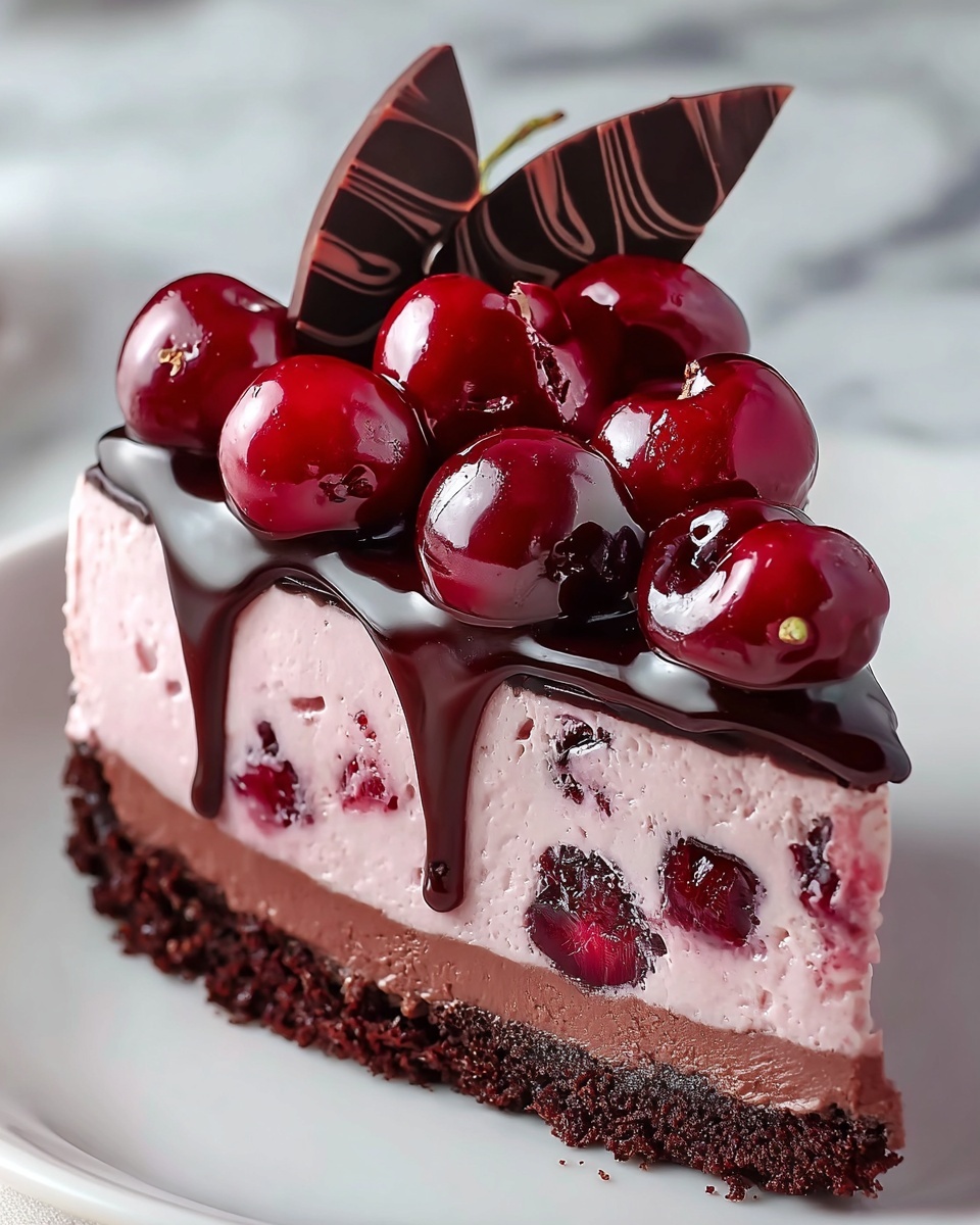 Chocolate Cherry No-Bake Cheesecake Recipe - Recipe Image