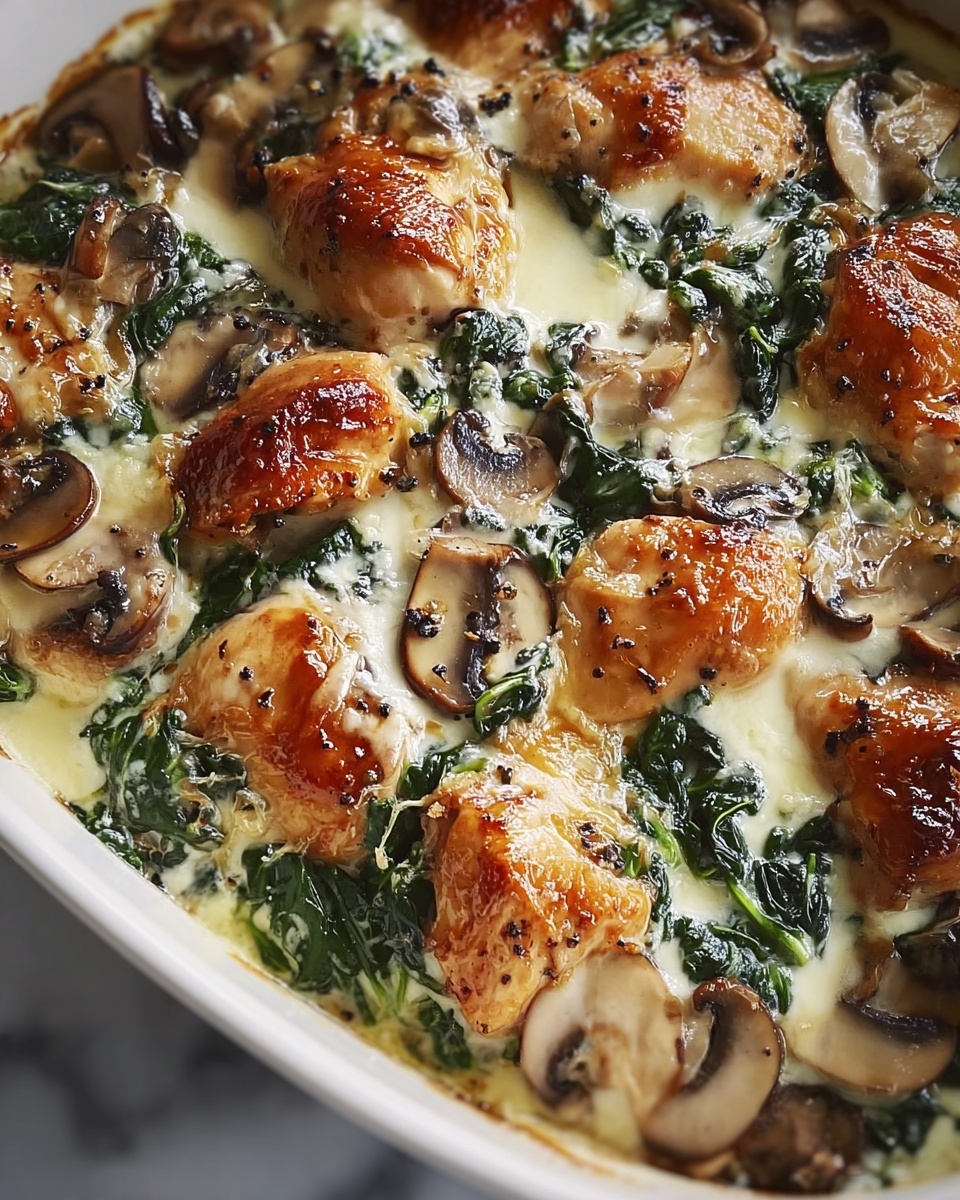 Chicken, Spinach, and Mushroom Low Carb Oven Dish Recipe - Recipe Image