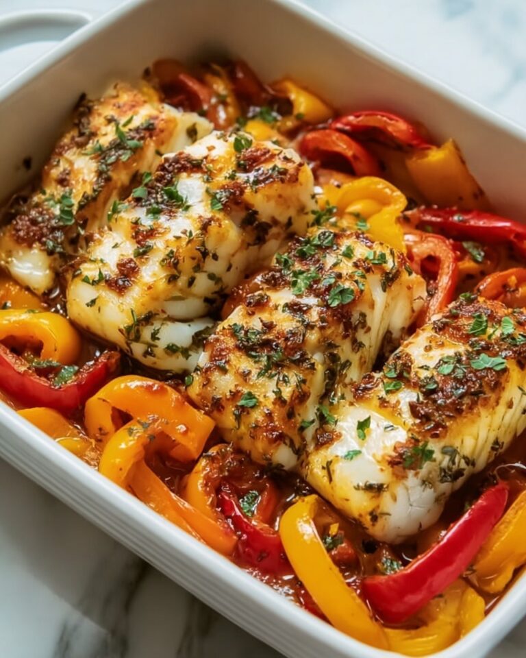 Herb Baked Fish with Rainbow Bell Peppers Recipe