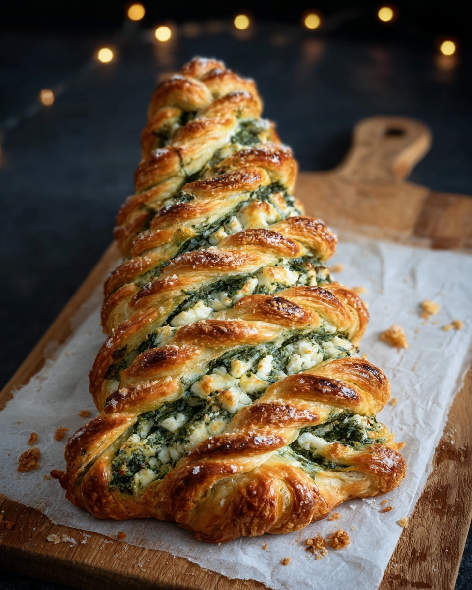 Easy Christmas Tree Spinach Feta Bread Recipe - Recipe Image