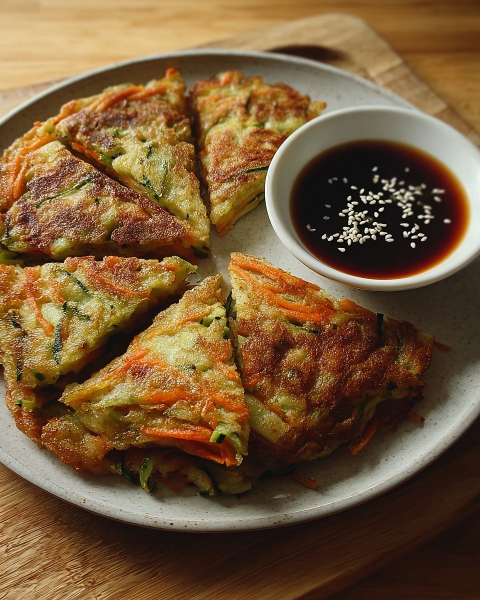Crispy Korean Vegetable Pancake with Dipping Sauce Recipe - Recipe Image