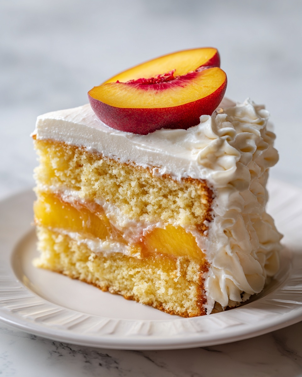 Peach Cake with Brown Sugar Frosting Recipe - Recipe Image