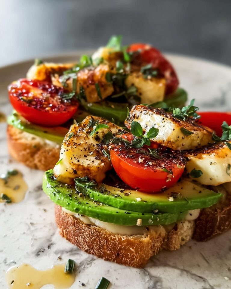 Hot Honey Avocado & Halloumi Toast on Sourdough Recipe