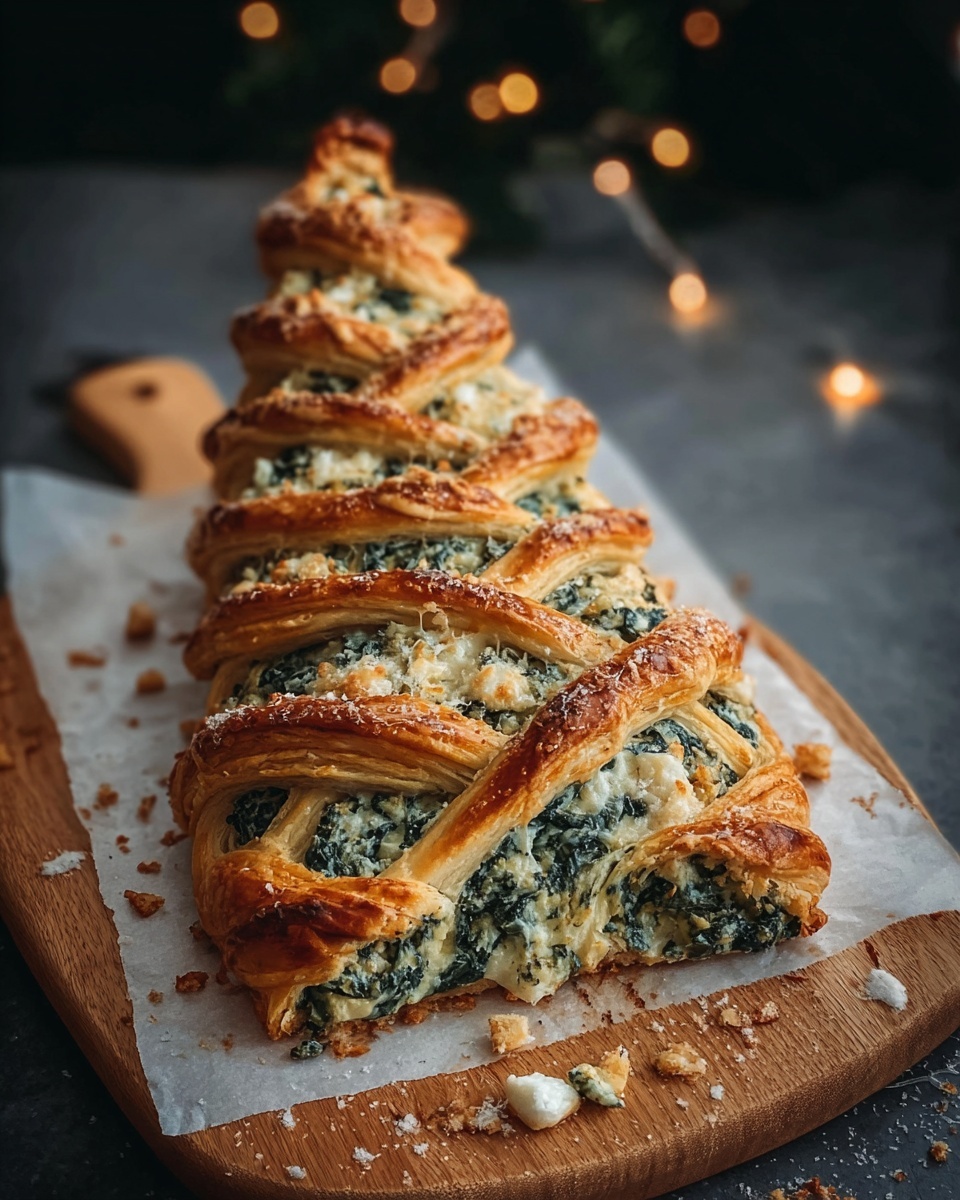 Easy Christmas Tree Spinach Feta Bread Recipe - Recipe Image