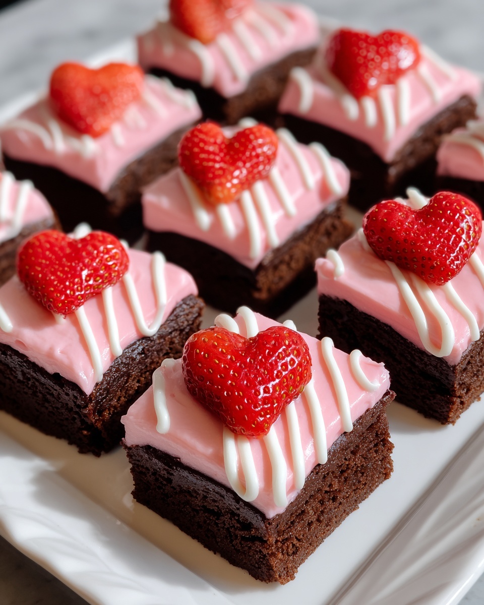Strawberry Frosted Heart Shaped Brownies Recipe - Recipe Image