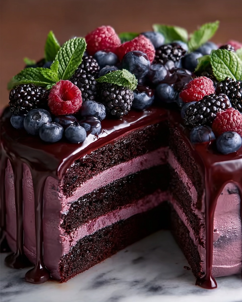 Dark Romance Chocolate Blackberry Cake Recipe - Recipe Image
