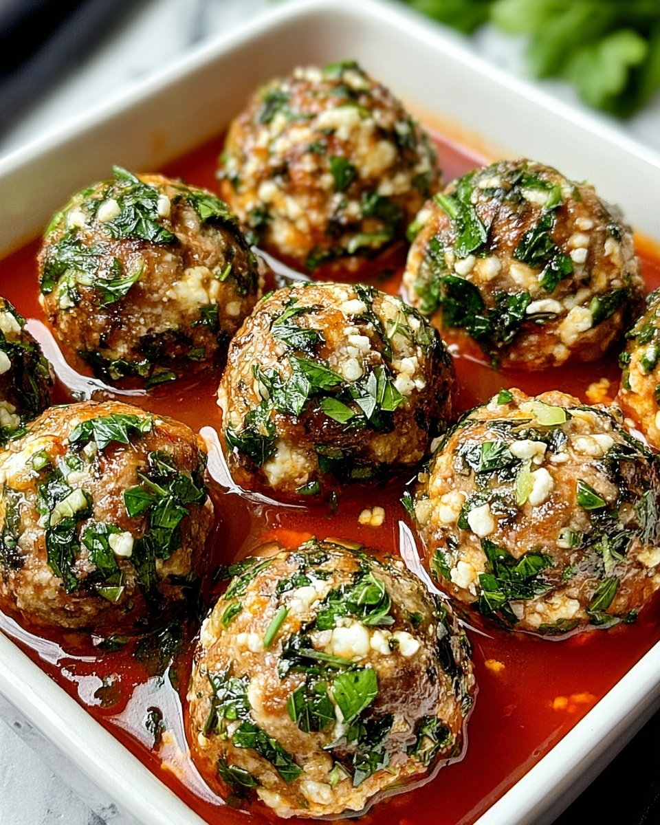 Baked Chicken Ricotta Spinach Meatballs in Marinara Recipe - Recipe Image