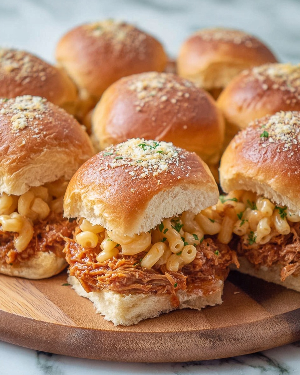 Pulled Pork Mac and Cheese Sliders Recipe - Recipe Image