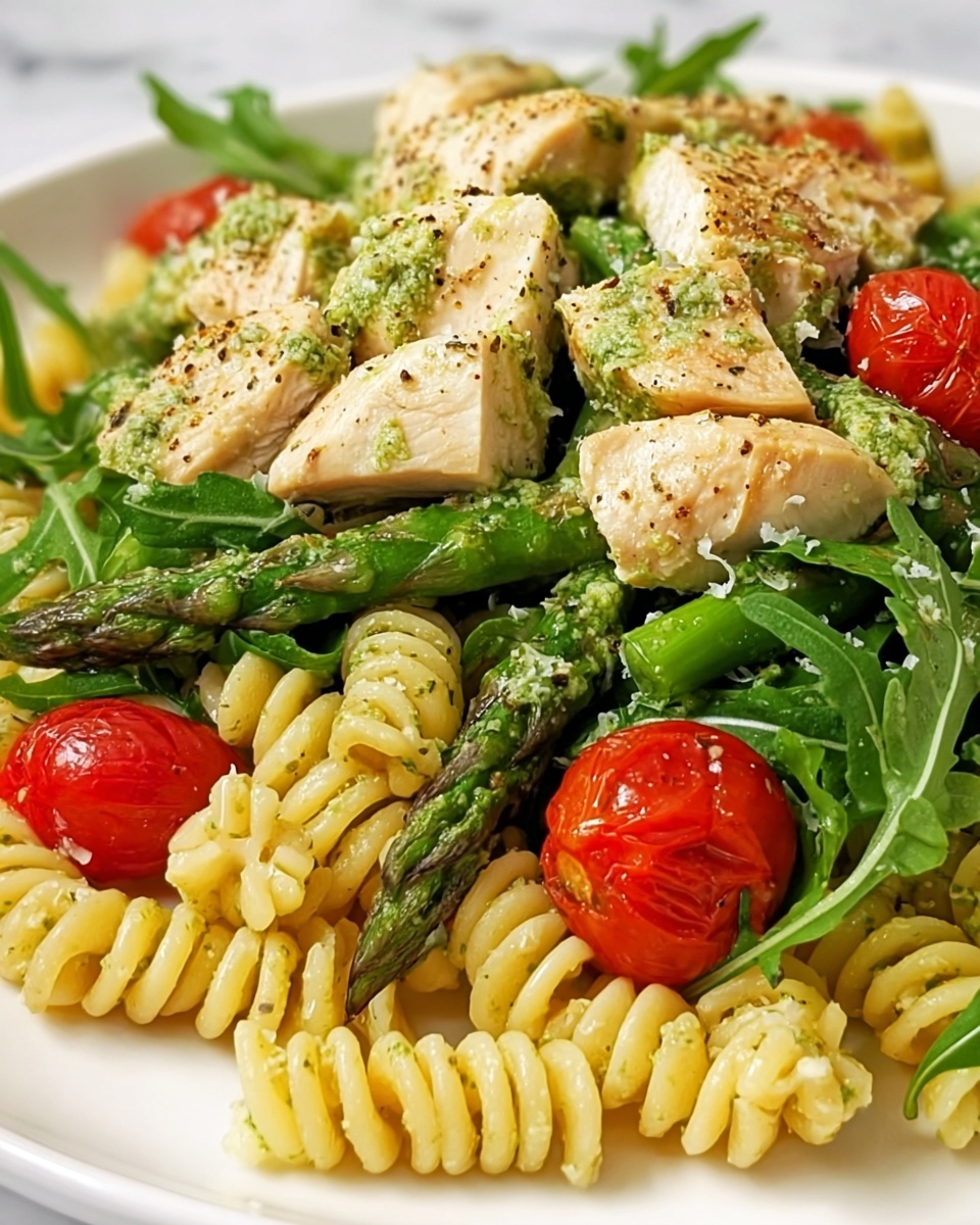 Simple Pesto Pasta With Chicken and Asparagus Recipe - Recipe Image