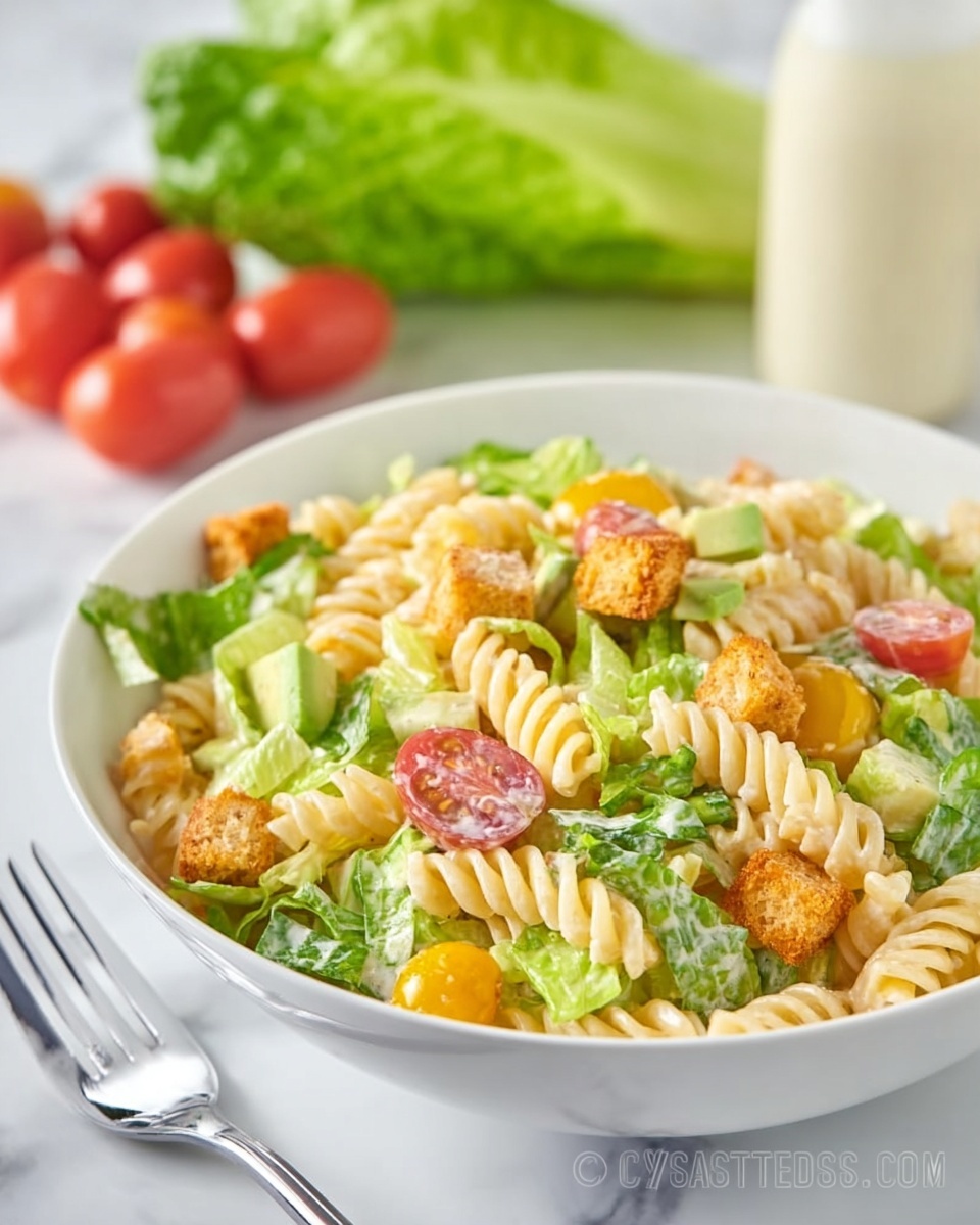 Caesar Pasta Salad with Avocado Recipe - Recipe Image