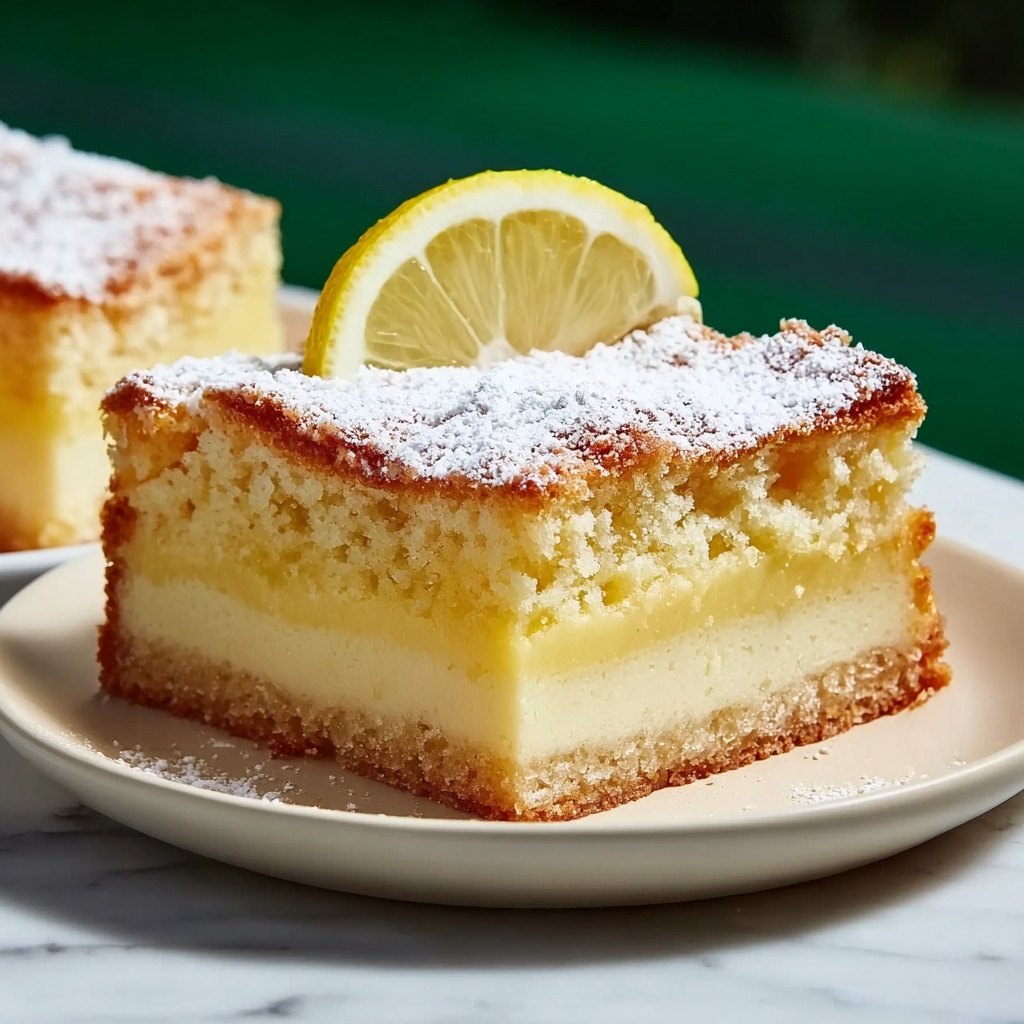 Light & Creamy Lemon Custard Cake Recipe - Recipe Image