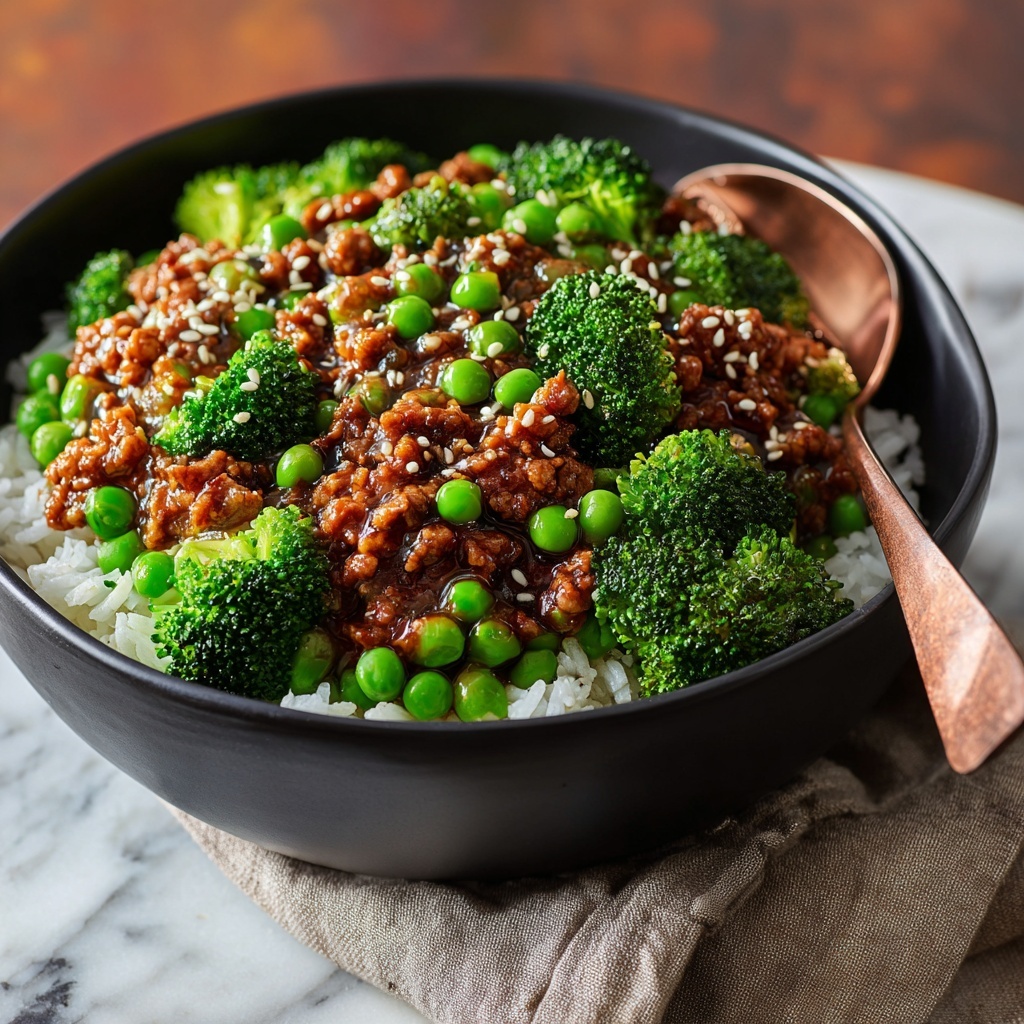 Teriyaki Ground Turkey with Broccoli and Peas Recipe - Recipe Image