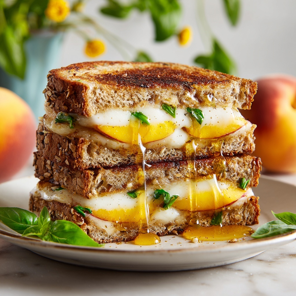 Honey Peach & White Cheddar Grilled Cheese Recipe - Recipe Image