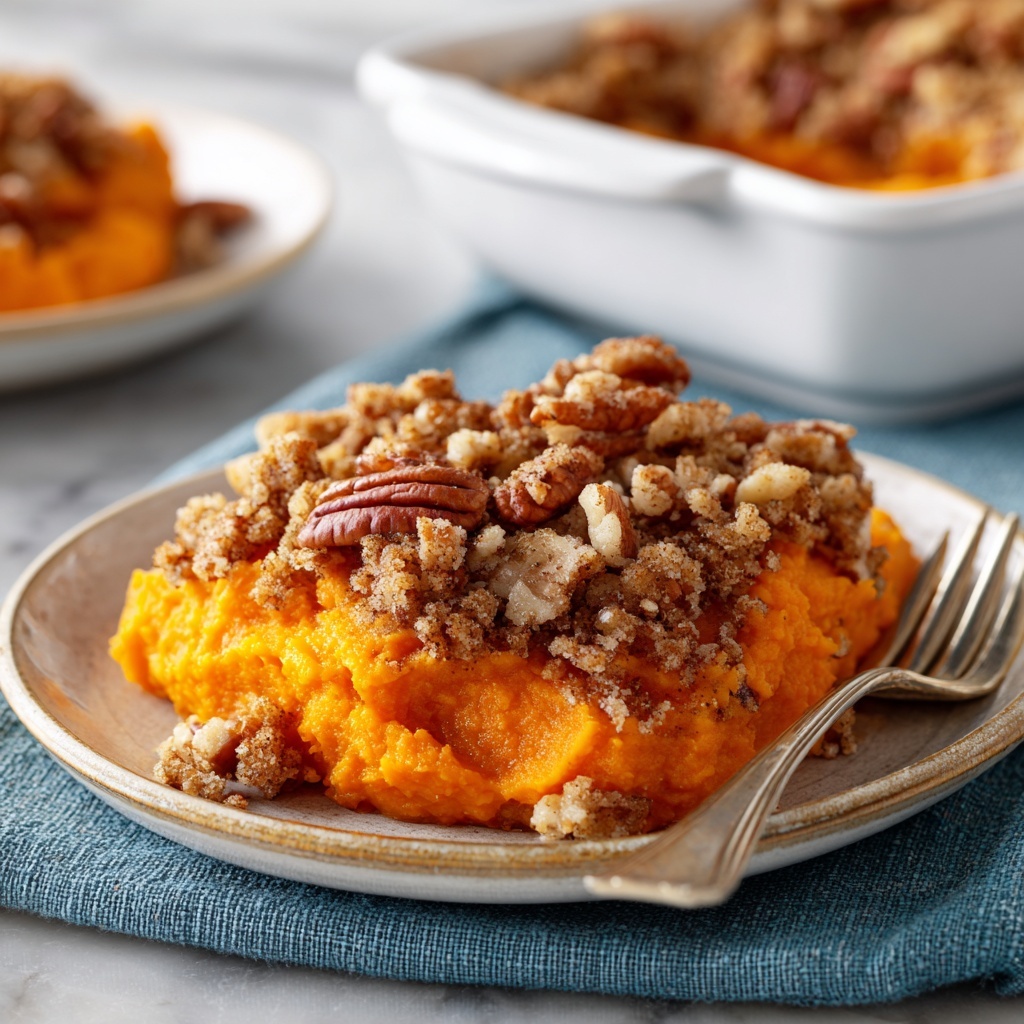 Sweet Potato Casserole with Pecan Crumble and Marshmallows Recipe - Recipe Image