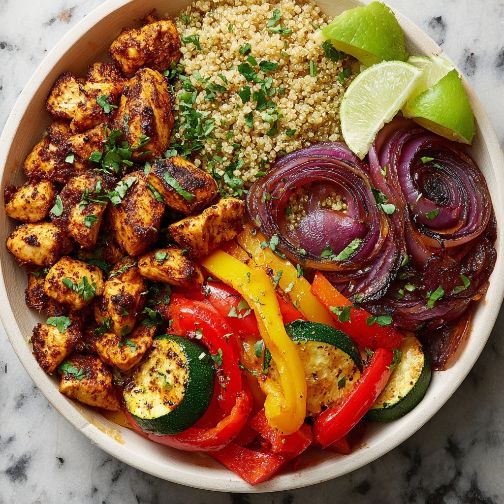 Healthy Spicy Chicken and Roasted Vegetable Bowls Recipe - Recipe Image