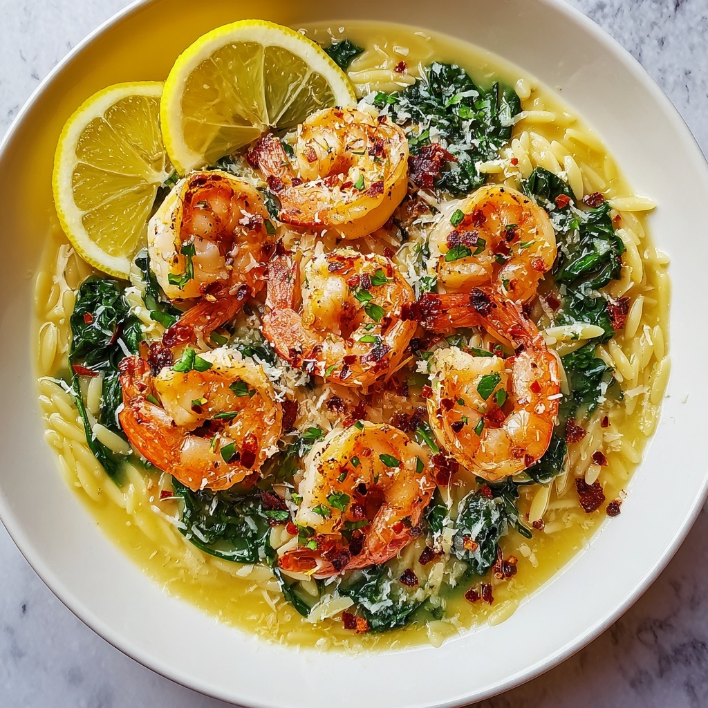 Shrimp Orzo in Lemon Garlic Sauce Recipe - Recipe Image