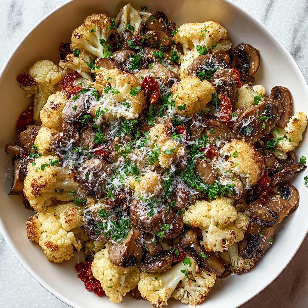 Savory Garlic Cauliflower and Mushroom Skillet Recipe - Recipe Image