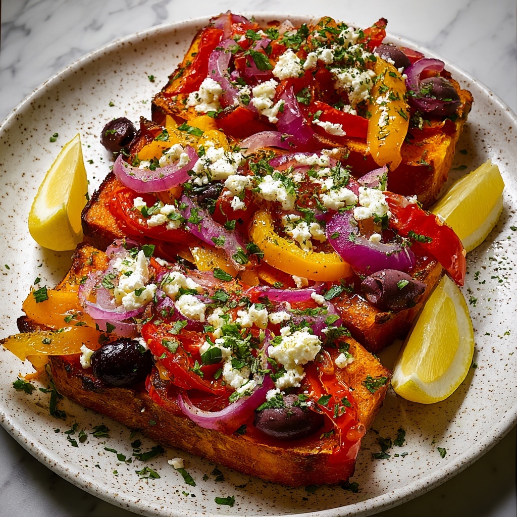 Mediterranean Roasted Sweet Potatoes with Veggie Topping Recipe - Recipe Image