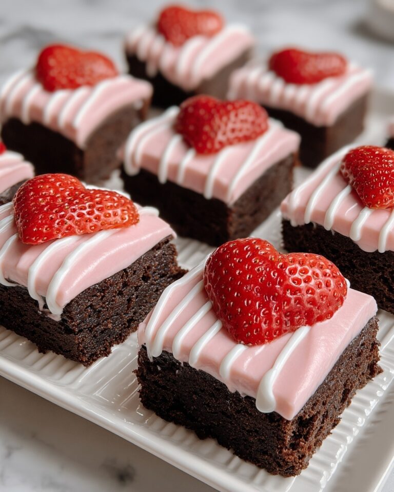 Strawberry Frosted Heart Shaped Brownies Recipe