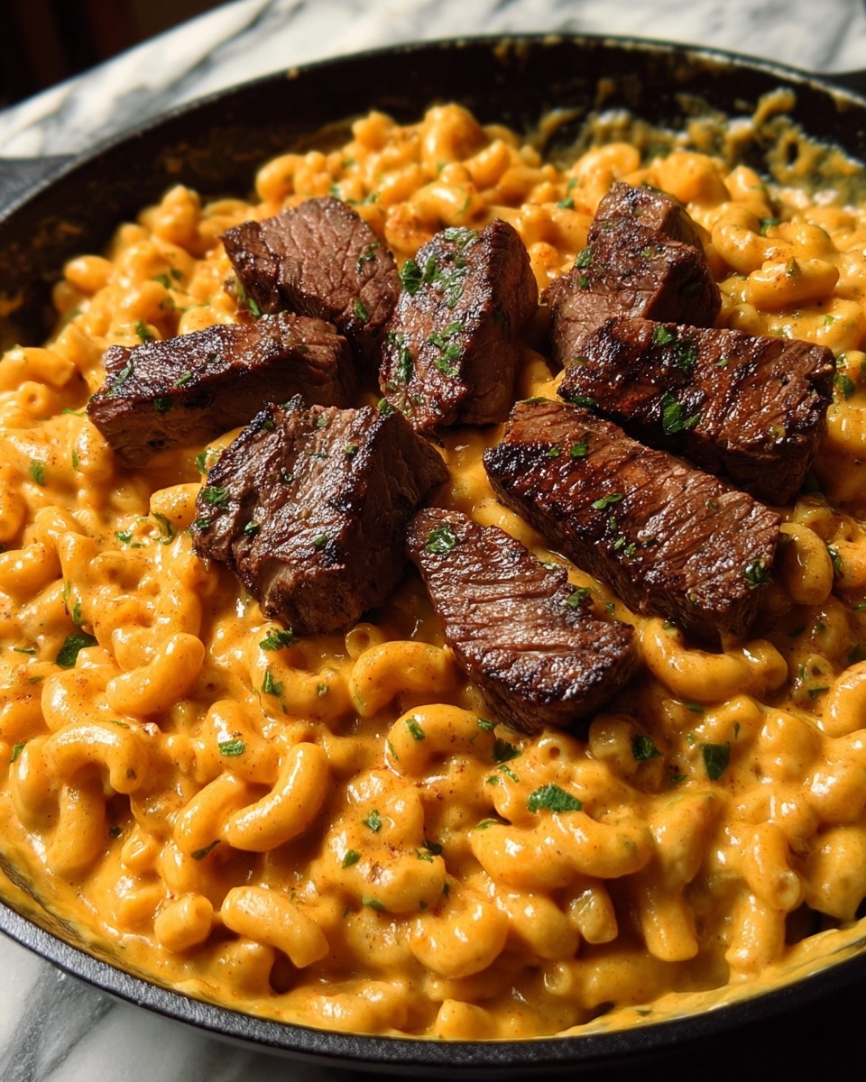 Creamy Cajun Butter Steak Pasta Skillet Recipe - Recipe Image